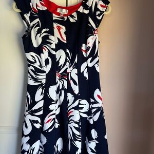 Calvin Klein Navy and Red Floral Dress